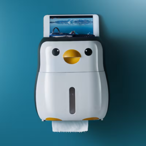 Penguin-Shaped Wall-Mounted Toilet Paper Holder